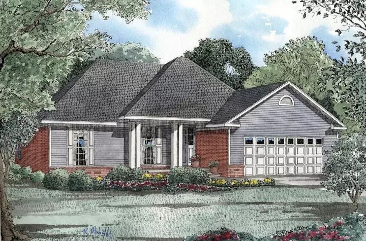 Traditional house plans 12-995 - front exterior, 1,525 sq ft, 3 bed, 2 bath house plans | Monster House Plans