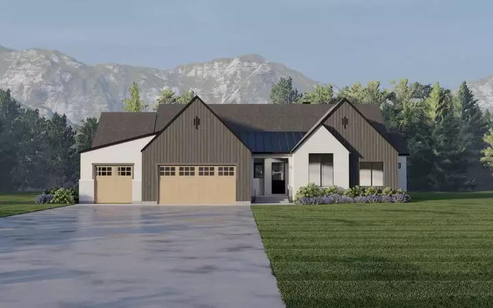 Modern house plans 121-105 - front exterior, 2,200 sq ft, 3 bed, 2 bath house plans | Monster House Plans
