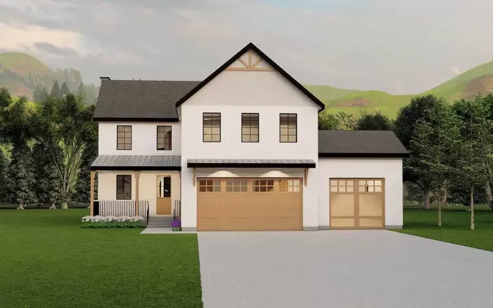 Farmhouse house plans 121-107 - front exterior, 2,449 sq ft, 3 bed, 2 bath house plans | Monster House Plans