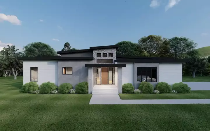 Modern house plans 121-112 - front exterior, 2,550 sq ft, 3 bed, 2 bath house plans | Monster House Plans