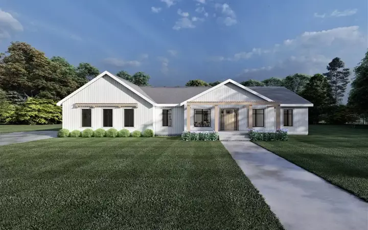 Ranch house plans 121-117 - front exterior, 2,770 sq ft, 3 bed, 3 bath house plans | Monster House Plans