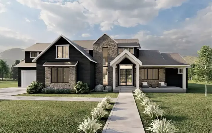 Modern house plans 121-120 - front exterior, 3,670 sq ft, 4 bed, 3 bath house plans | Monster House Plans