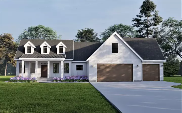 Modern Farmhouse house plans 121-123 - front exterior, 1,747 sq ft, 2 bed, 2 bath house plans | Monster House Plans