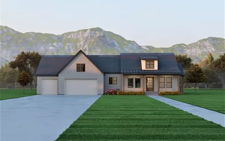 Modern Farmhouse house plans 121-124 - front exterior, 1,999 sq ft, 3 bed, 2 bath house plans | Monster House Plans