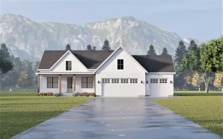 Modern Farmhouse house plans 121-125 - front exterior, 2,389 sq ft, 3 bed, 2 bath house plans | Monster House Plans