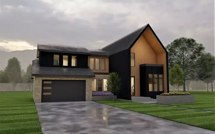 Modern house plans 121-134 - front exterior, 2,581 sq ft, 2 bed, 2 bath house plans | Monster House Plans