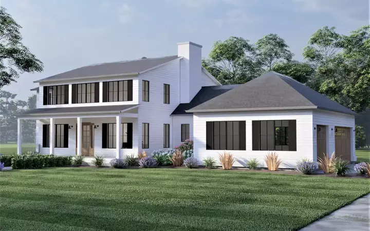 Southern Colonial house plans 121-135 - front exterior, 3,190 sq ft, 3 bed, 4 bath house plans | Monster House Plans