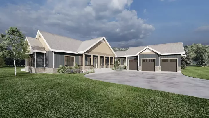 Traditional house plans 121-139 - front exterior, 2,640 sq ft, 2 bed, 2 bath house plans | Monster House Plans