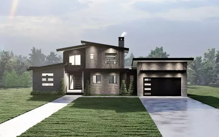 Modern house plans 121-144 - front exterior, 2,538 sq ft, 2 bed, 2 bath house plans | Monster House Plans