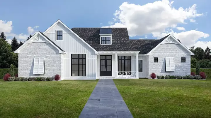 Country house plans 122-116 - front exterior, 2,495 sq ft, 4 bed, 3 bath house plans | Monster House Plans