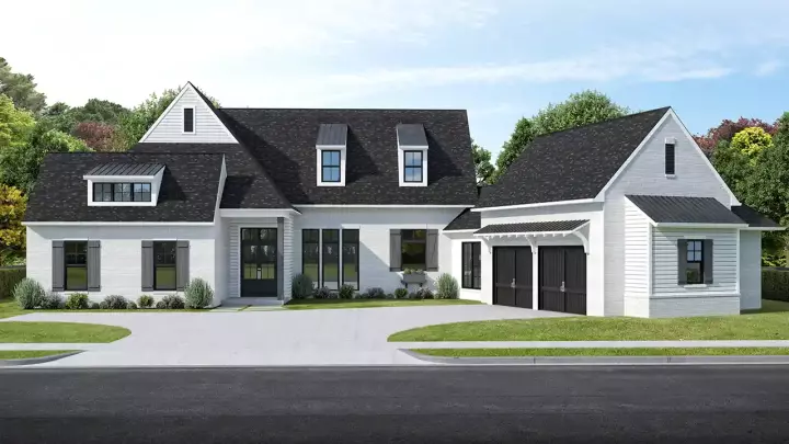 Modern Farmhouse house plans 122-121 - front exterior, 2,825 sq ft, 4 bed, 3 bath house plans | Monster House Plans