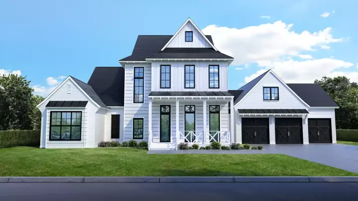Coastal house plans 122-129 - front exterior, 4,443 sq ft, 5 bed, 5 bath house plans | Monster House Plans