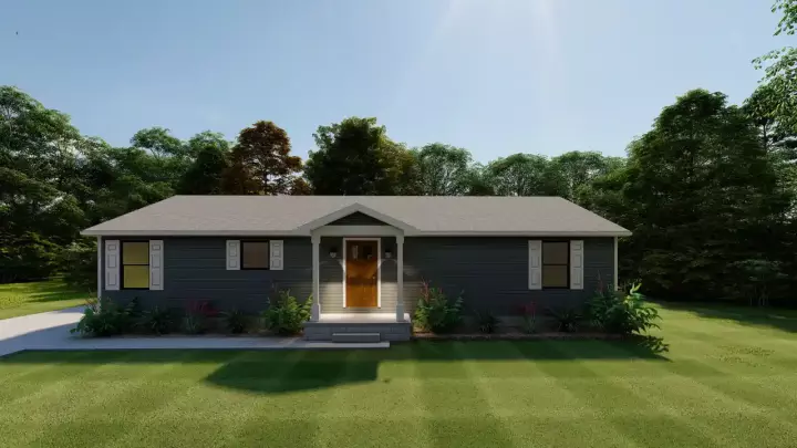 Ranch house plans 123-101 - front exterior, 1,300 sq ft, 2 bed, 1 bath house plans | Monster House Plans
