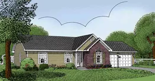 Traditional house plans 13-101 - front exterior, 1,200 sq ft, 3 bed, 2 bath house plans | Monster House Plans