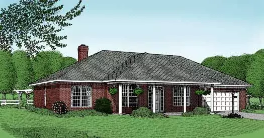 Southern house plans 13-106 - front exterior, 1,969 sq ft, 3 bed, 2 bath house plans | Monster House Plans