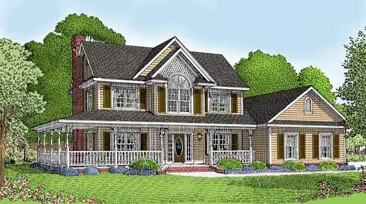 Country house plans 13-111 - front exterior, 1,840 sq ft, 4 bed, 2 bath house plans | Monster House Plans