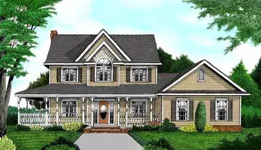 Country house plans 13-119 - front exterior, 2,457 sq ft, 4 bed, 3 bath house plans | Monster House Plans