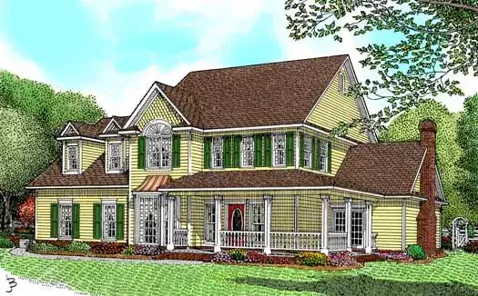Country house plans 13-122 - front exterior, 2,795 sq ft, 4 bed, 3 bath house plans | Monster House Plans
