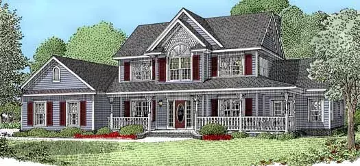 Country house plans 13-124 - front exterior, 2,327 sq ft, 4 bed, 2 bath house plans | Monster House Plans
