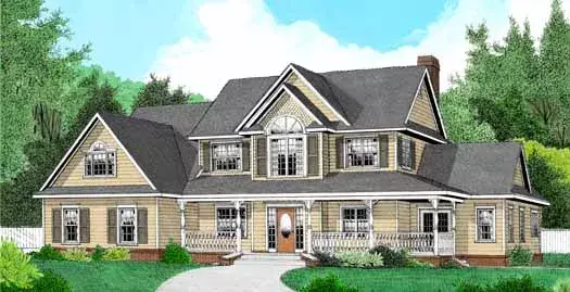 Country house plans 13-138 - front exterior, 2,302 sq ft, 4 bed, 2 bath house plans | Monster House Plans