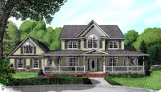 Country house plans 13-144 - front exterior, 2,645 sq ft, 4 bed, 3 bath house plans | Monster House Plans