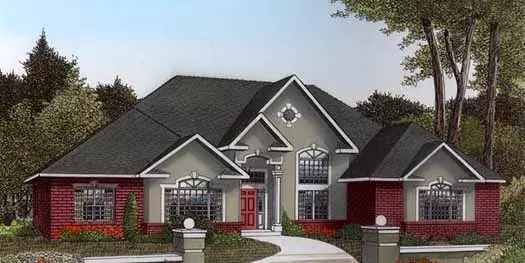 Traditional house plans 13-146 - front exterior, 2,836 sq ft, 3 bed, 2 bath house plans | Monster House Plans