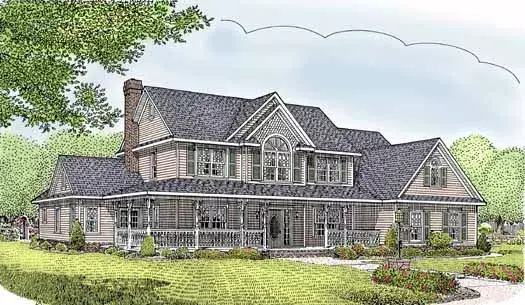 Country house plans 13-151 - front exterior, 2,599 sq ft, 5 bed, 2 bath house plans | Monster House Plans