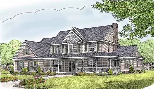 Country house plans 13-154 - front exterior, 2,984 sq ft, 5 bed, 2 bath house plans | Monster House Plans