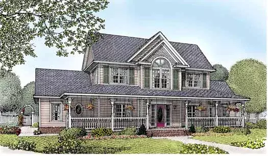 Country house plans 13-155 - front exterior, 2,571 sq ft, 5 bed, 2 bath house plans | Monster House Plans