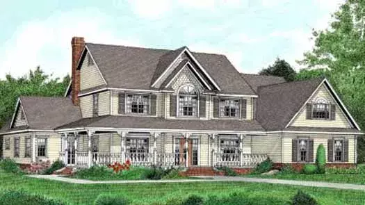 Country house plans 13-157 - front exterior, 3,005 sq ft, 5 bed, 2 bath house plans | Monster House Plans