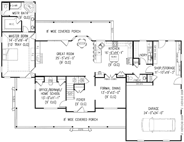 Country Style Floor Plans Plan: 13-157