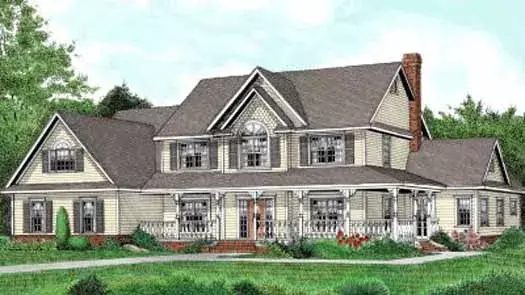 Farmhouse house plans 13-159 - front exterior, 3,005 sq ft, 5 bed, 2 bath house plans | Monster House Plans