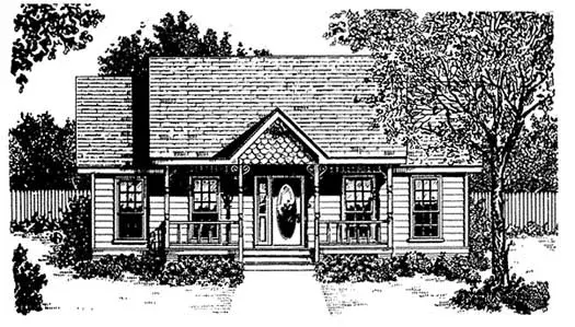 Country house plans 14-101 - front exterior, 1,036 sq ft, 2 bed, 2 bath house plans | Monster House Plans