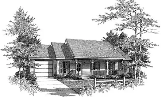 Country house plans 14-103 - front exterior, 1,120 sq ft, 3 bed, 2 bath house plans | Monster House Plans