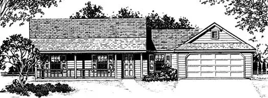 Country house plans 14-105 - front exterior, 1,233 sq ft, 3 bed, 2 bath house plans | Monster House Plans