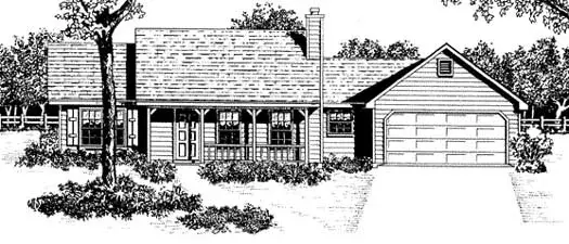 Country house plans 14-110 - front exterior, 1,258 sq ft, 3 bed, 2 bath house plans | Monster House Plans