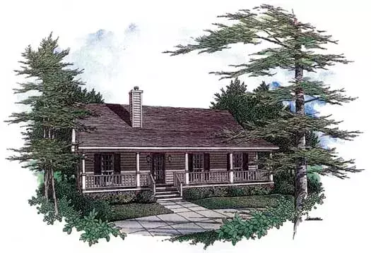 Country house plans 14-114 - front exterior, 1,277 sq ft, 3 bed, 2 bath house plans | Monster House Plans