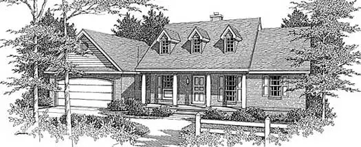 Farmhouse house plans 14-115 - front exterior, 1,298 sq ft, 3 bed, 2 bath house plans | Monster House Plans