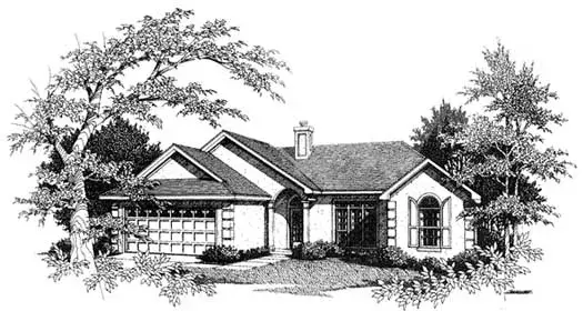 Traditional house plans 14-125 - front exterior, 1,481 sq ft, 3 bed, 2 bath house plans | Monster House Plans