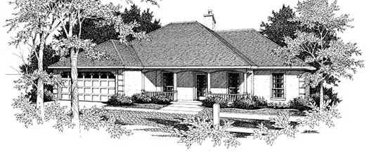 Southern house plans 14-132 - front exterior, 1,646 sq ft, 3 bed, 2 bath house plans | Monster House Plans