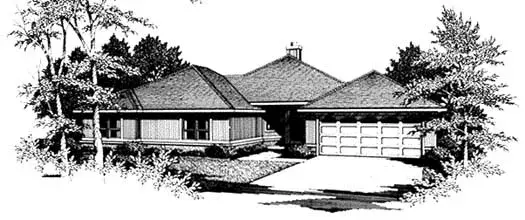 Contemporary house plans 14-138 - front exterior, 1,657 sq ft, 3 bed, 2 bath house plans | Monster House Plans