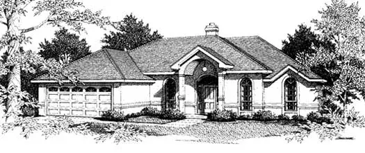 Mediterranean house plans 14-147 - front exterior, 1,833 sq ft, 3 bed, 2 bath house plans | Monster House Plans