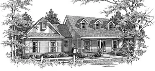 Country house plans 14-158 - front exterior, 1,981 sq ft, 3 bed, 2 bath house plans | Monster House Plans