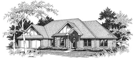 European house plans 14-165 - front exterior, 2,162 sq ft, 3 bed, 2 bath house plans | Monster House Plans