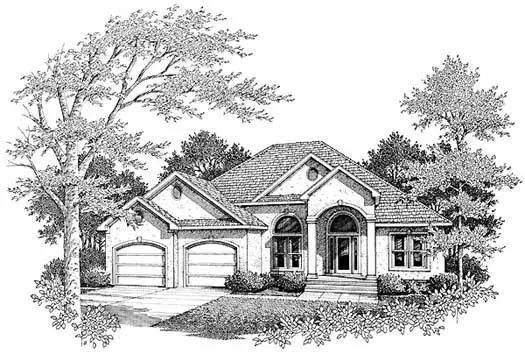 Mediterranean house plans 14-175 - front exterior, 2,436 sq ft, 3 bed, 2 bath house plans | Monster House Plans
