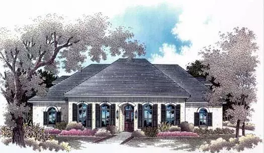 Mediterranean house plans 14-176 - front exterior, 2,482 sq ft, 4 bed, 3 bath house plans | Monster House Plans