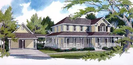 Country house plans 14-182 - front exterior, 2,558 sq ft, 4 bed, 2 bath house plans | Monster House Plans