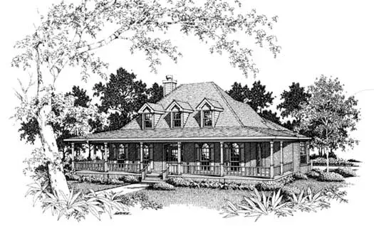 Farmhouse house plans 14-186 - front exterior, 2,817 sq ft, 4 bed, 2 bath house plans | Monster House Plans