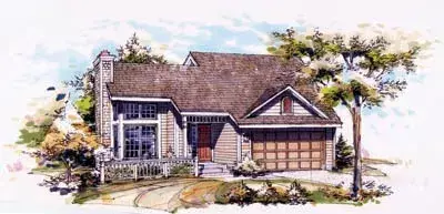 Farmhouse house plans 15-104 - front exterior, 1,246 sq ft, 3 bed, 2 bath house plans | Monster House Plans