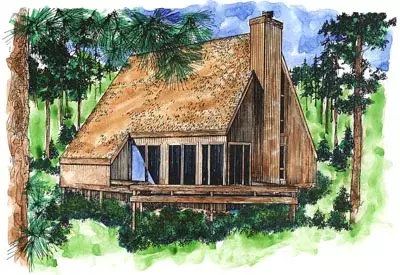 Contemporary house plans 15-113 - front exterior, 1,039 sq ft, 2 bed, 1 bath house plans | Monster House Plans